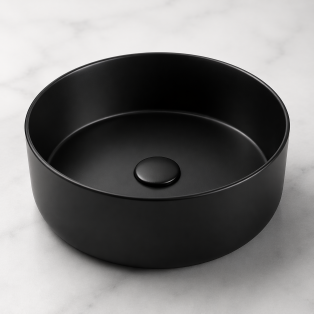 Luxey 355mm Ceramic Round Washbowl & Waste - Matt Black Luxey 355mm Ceramic Round Washbowl & Waste - Matt Black