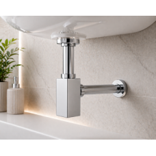 Modern Square Bottle Trap - Chrome