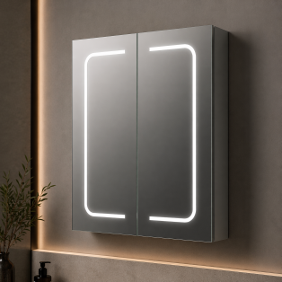 Rika 600mm 2 Door Front-Lit LED Mirror Cabinet
