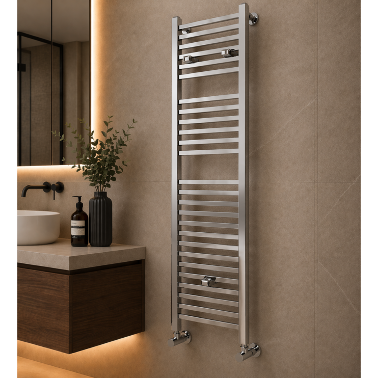 Qubos Square Ladder Radiator (500x1420x30mm) - Chrome Qubos Square Ladder Radiator (500x1420x30mm) - Chrome
