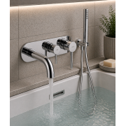 Abode Chao Wall Mounted 2-Hole Bath Mixer - Chrome Bathroom Taps