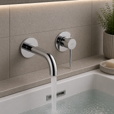 Abode Chao Wall Mounted 2-Hole Bath Mixer - Chrome Bathroom Taps