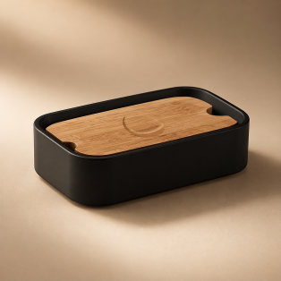 Origins Living Ninfea Soap Dish - Black/Bamboo 1311-14 Origins Living Ninfea Soap Dish - Black/Bamboo 1311-14