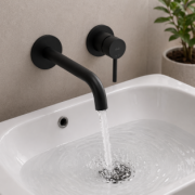 Abode Harmonie Wall Mounted Basin / Bath Mixer - Matt Black Bathroom Taps