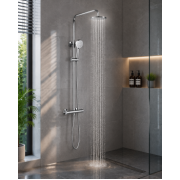 Round Thermostatic Bar Mixer w/Riser Kit - Chrome