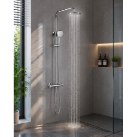 Round Thermostatic Bar Mixer w/Riser Kit - Chrome Round Thermostatic Bar Mixer w/Riser Kit - Chrome