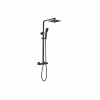 Cosmic Square Thermostatic Bar Mixer w/Riser Kit - Matt Black