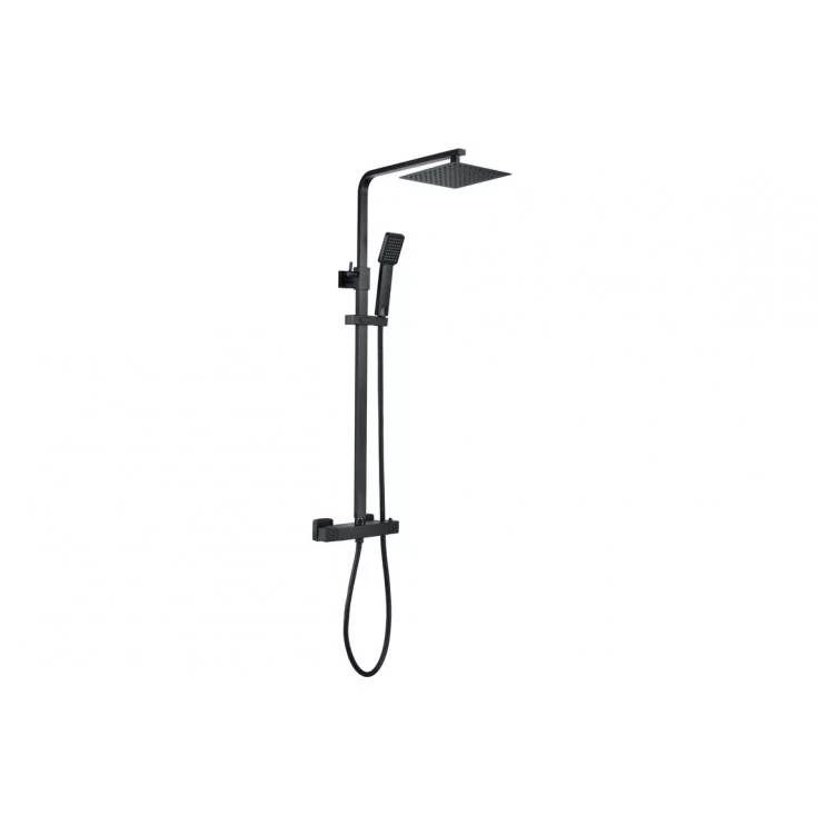 Cosmic Square Thermostatic Bar Mixer w/Riser Kit - Matt Black