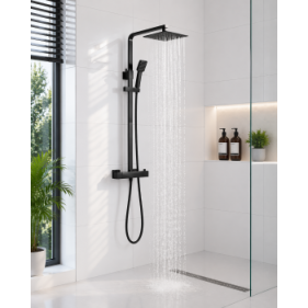 Cosmic Square Thermostatic Bar Mixer w/Riser Kit - Matt Black Cosmic Square Thermostatic Bar Mixer w/Riser Kit - Matt Black