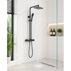 Square Thermostatic Bar Mixer w/Riser Kit - Matt Black Square Thermostatic Bar Mixer w/Riser Kit - Matt Black