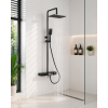Vema Thermostatic Shower Column w/Fixed Head  Riser  Shelf & Foot Wash - Black