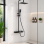 Vema Thermostatic Shower Column w/Fixed Head  Riser  Shelf & Foot Wash - Black