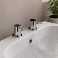 Abode Harmonie Round Bath Filler Panel Valves (Pair) - Chrome Bathroom Taps