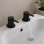 Abode Harmonie Round Bath Filler Panel Valves (Pair) - Matt Black Bathroom Taps