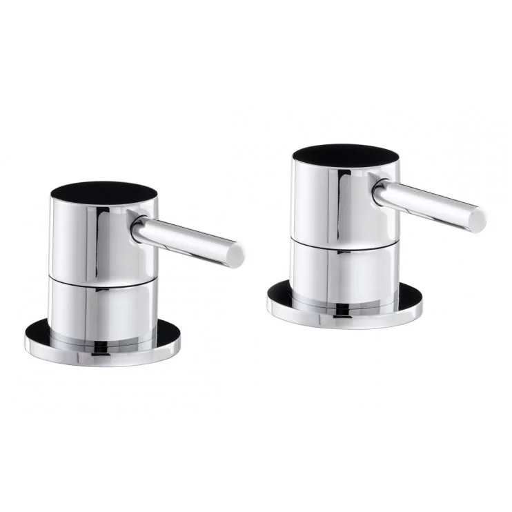 Abode Harmonie Round Bath Filler Panel Valves (Pair) - Chrome Bathroom Taps