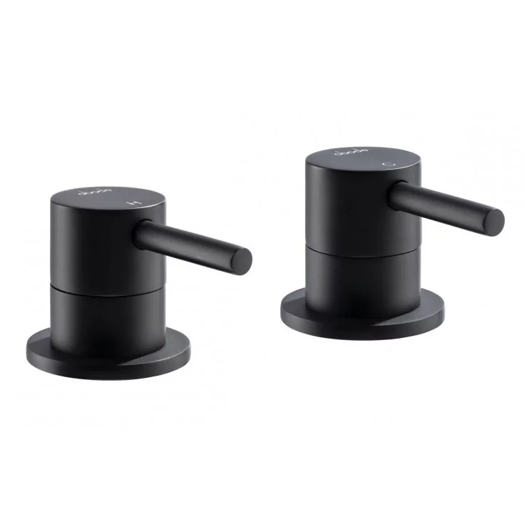 Abode Harmonie Round Bath Filler Panel Valves (Pair) - Matt Black Bathroom Taps