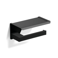 Origins Living S Cube Toilet Roll Holder with Shelf - Black 176373 Origins Living S Cube Toilet Roll Holder with Shelf - Black 176373