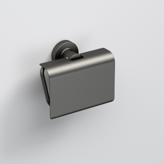 Origins Living Tecno Project Toilet Roll Holder with Flap - Gunmetal 194919 from Ebzone Wall mounted Bathroom Accessories S6 Black Robe Hook - Black 166435