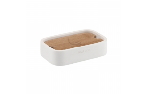 Origins Living Ninfea Soap Dish - White/Bamboo 1311-02 Origins Living Ninfea Soap Dish - White/Bamboo 1311-02