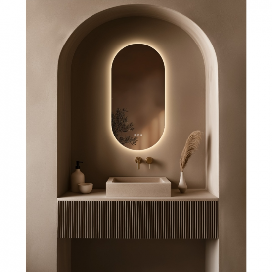 Origins Living Mirrors Claris CLR-01C459-03 Origins Living Claris Capsule Mirror 45x90cm CLR-01C459-03 Walkin Panels Ronix 760mm 8mm Glass Wetroom Front Panel & Support Bar - Brushed Brass ROL5102