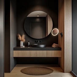 Origins Living Sloane Round LED Magnifying Mirror Black SLN-017302-BK