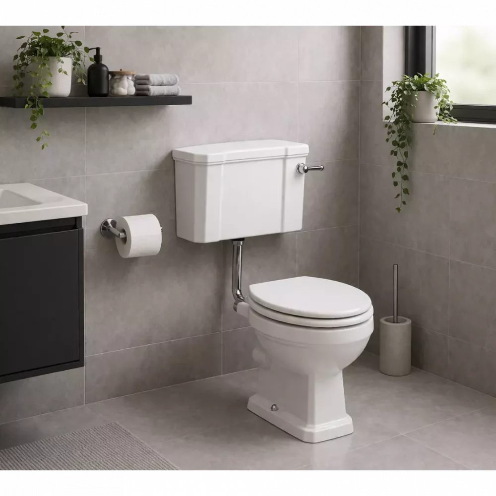 Low Level Cistern  Flush Pipe Kit  Pan & Seat DIPTP0186 Sherbourne Low Level WC & Soft Close Seat