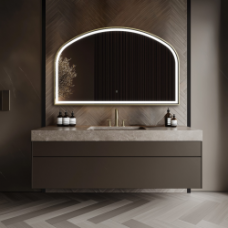 Origins Living Lomax Light Overmantle Arch 120 Brushed Brass - 120x75cm LML-01R127-BB Illuminated Bathroom Mirror
