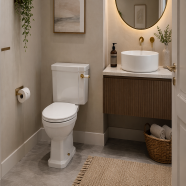 Sherbourne Close Coupled WC & Soft Close Seat w/Br.Brass Finishes