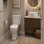 Sherbourne Close Coupled WC & Satin White Wood Effect Seat w/Br.Brass Finishes