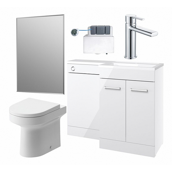 Venosa 1000mm Furniture & BTW WC Pack - White Gloss (RH)