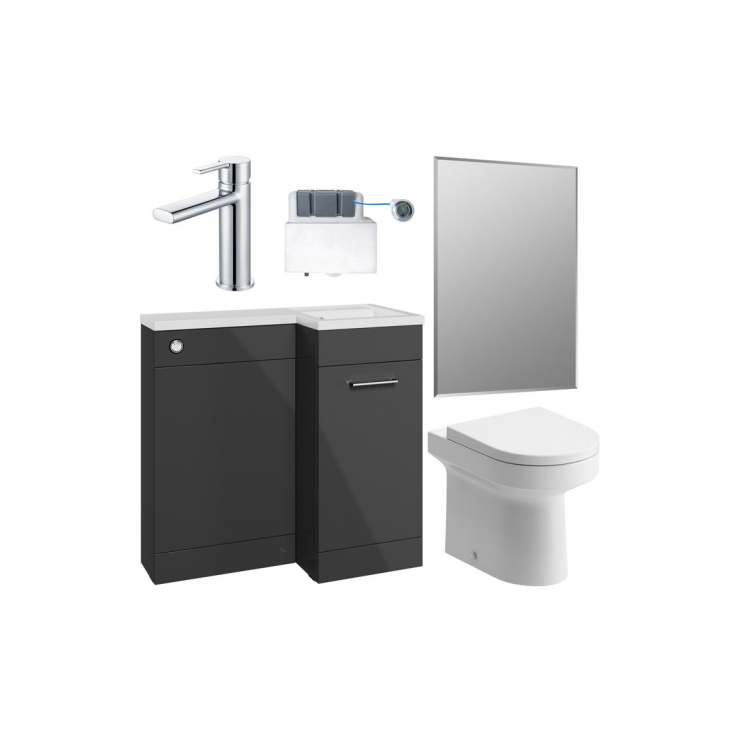 Venosa 900mm Furniture & BTW WC Pack - Anthracite Gloss (RH)