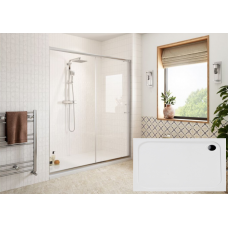 x 6mm Glass Classix 1200x800mm Easy-Fit Sliding Door & 45mm Tray Pack - Chrome shower enclosure 