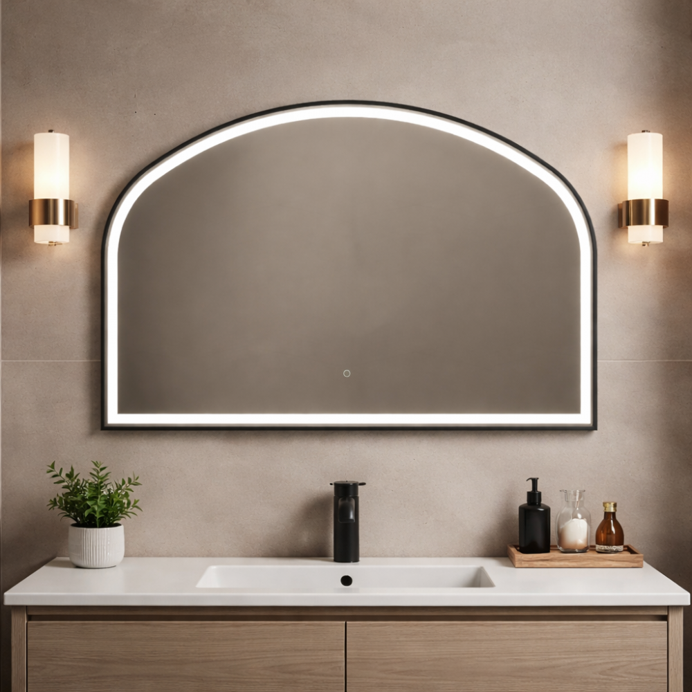 Origins Living Lomax Light Overmantle Arch 120 Black - 120x75cm LML-01R127-BK Illuminated Bathroom Mirror