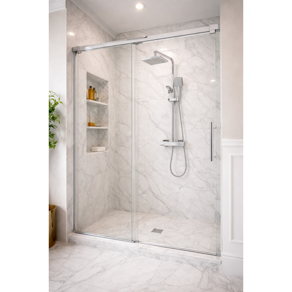 Columns Showers Chrome DICM0580 Argo Cool-Touch Thermostatic Mixer Shower w/Riser & Overhead Kit - Chrome