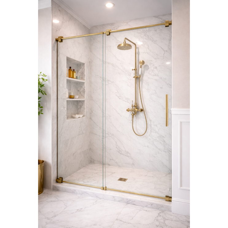 Columns Shower Valves in brushed Brass