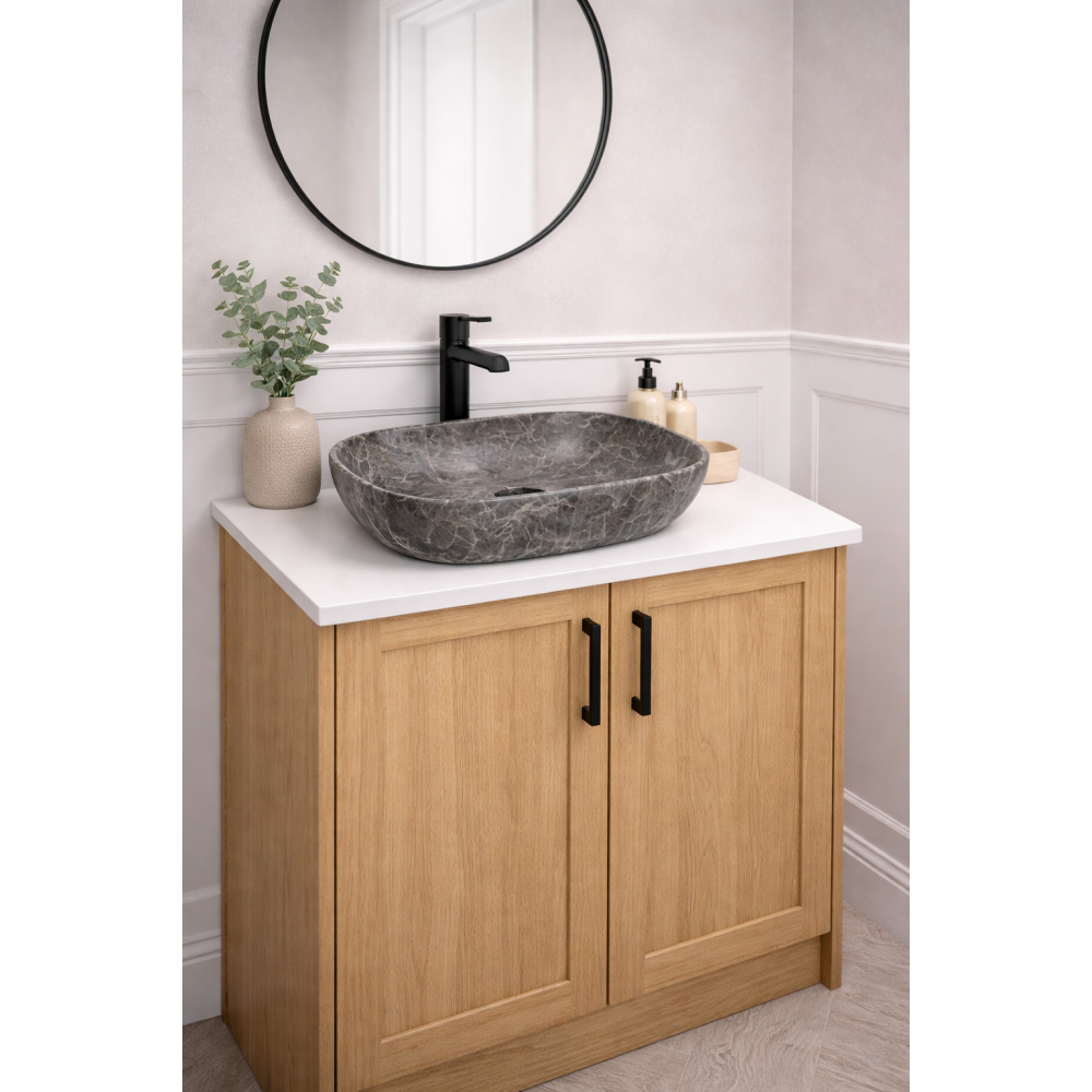 Otto 460x330mm Ceramic Washbowl - Grey Marble Effect