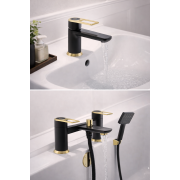 Abode Levarto Basin/Shower mixer Tap Set 3 - Matt Black & Brass Abode Levarto Basin/Shower mixer Tap Set 3 - Matt Black & Brass