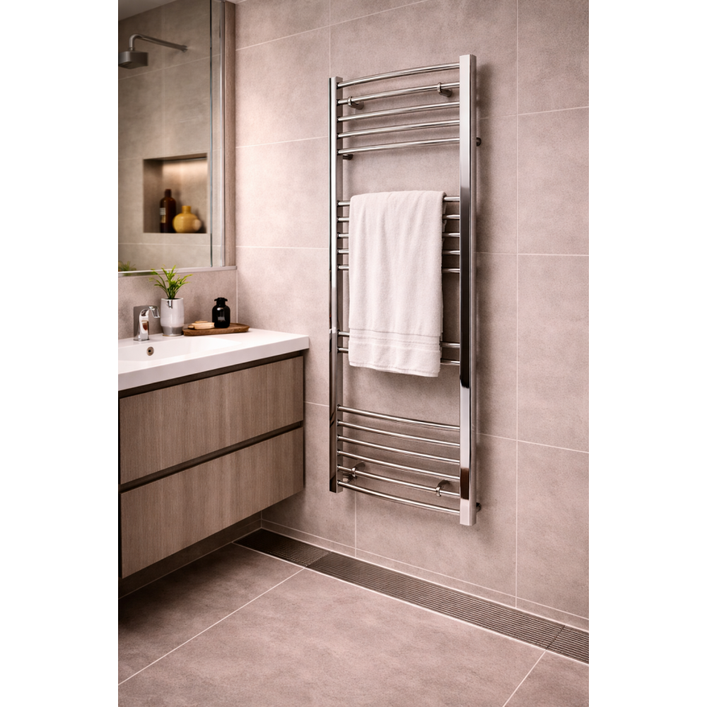 Grada Curved 30mm Ladder Radiator (500x1200x30mm) - Chrome Heated towel rails