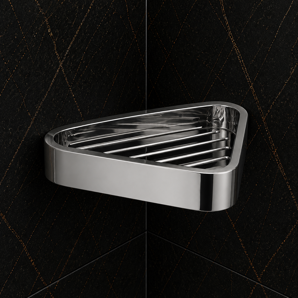 Outline Chrome Bathroom Wall Accessories 3283-13 Origins Living Outline Corner Shower Basket - Chrome 3283-13 Bathroom Wall Accessories
