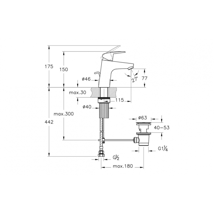 VitrA Flow Round Basin Mixer w/Waste Lever - Chrome VitrA Flow Round Basin Mixer w/Waste Lever - Chrome
