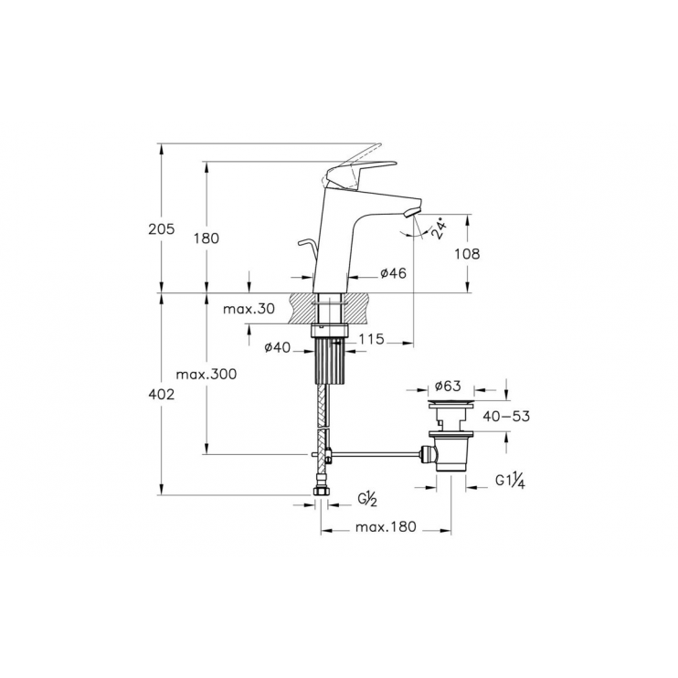 VitrA Flow Round Large Basin Mixer w/Waste Lever - Chrome VitrA Flow Round Large Basin Mixer w/Waste Lever - Chrome