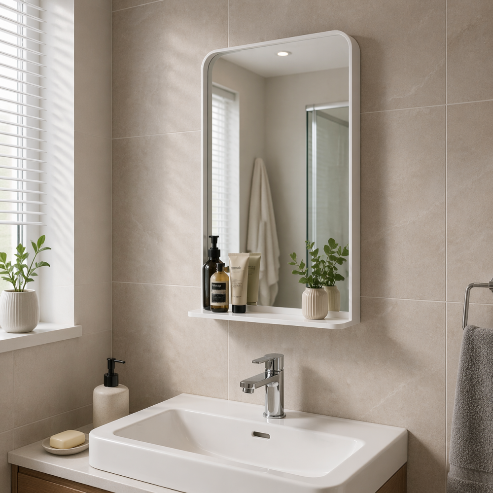 Origins Living City CTY-002057-WH Origins Living City Mirror with Shelf 50 White - 50x75cm CTY-002057-WH