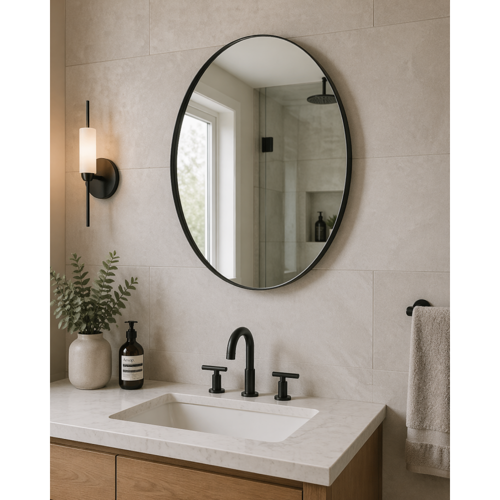 Origins Living City Round Mirror 80cm Black CTY-00D080-BK