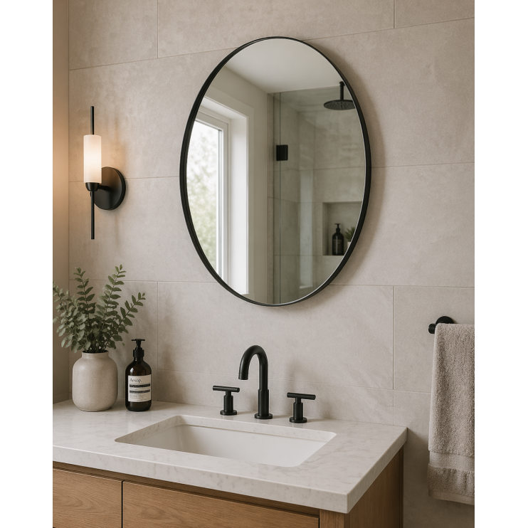 Origins Living City Round Mirror 80cm Black CTY-00D080-BK