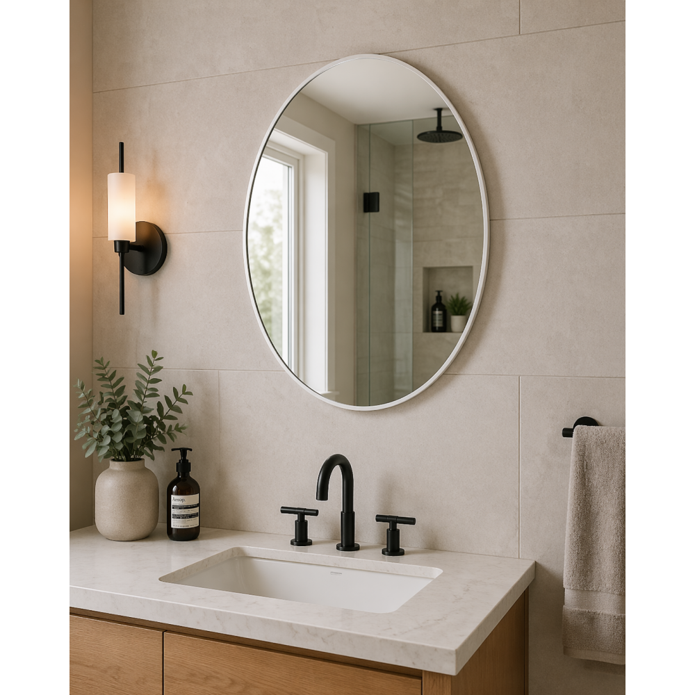 Origins Living City Round Mirror 80cm White CTY-00D080-WH