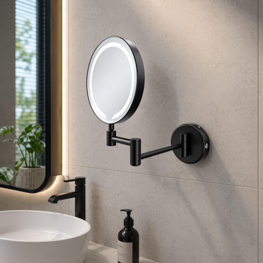 Hoshi Round LED Cosmetic Mirror - Black