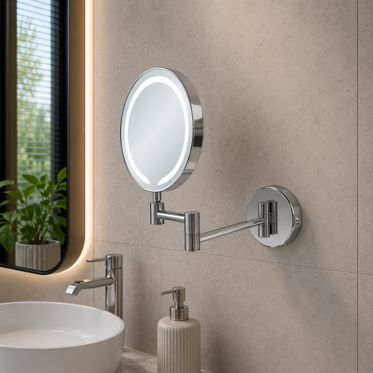 Hoshi Round LED Cosmetic Mirror - Chrome