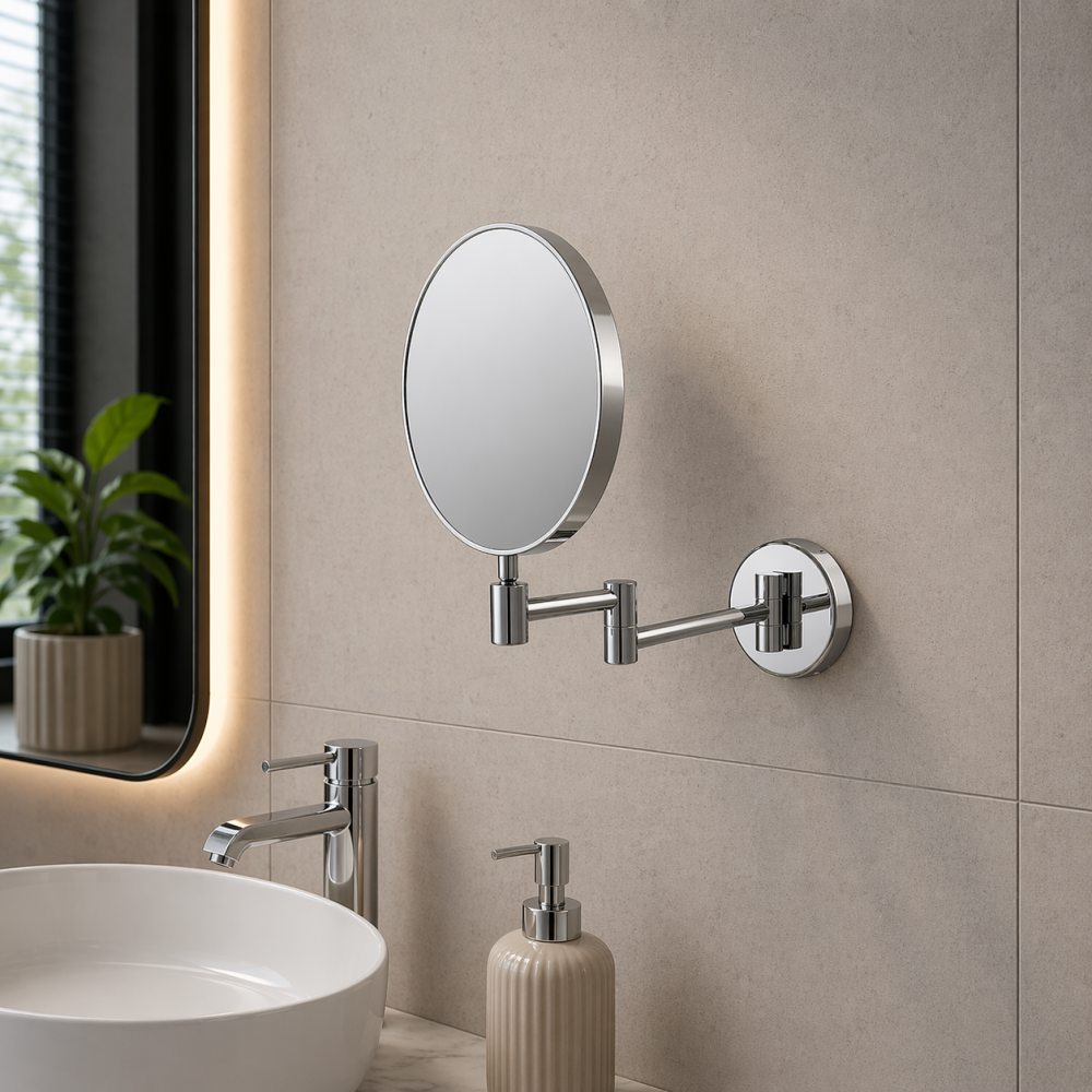 Anji Round Cosmetic Mirror - Chrome