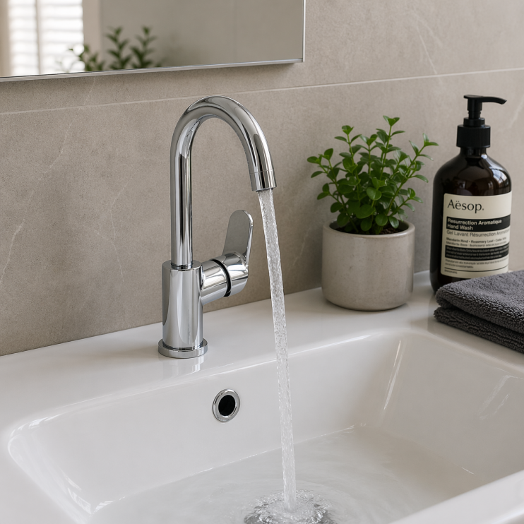 VitrA Flow Round Swivel Basin Mixer - Chrome