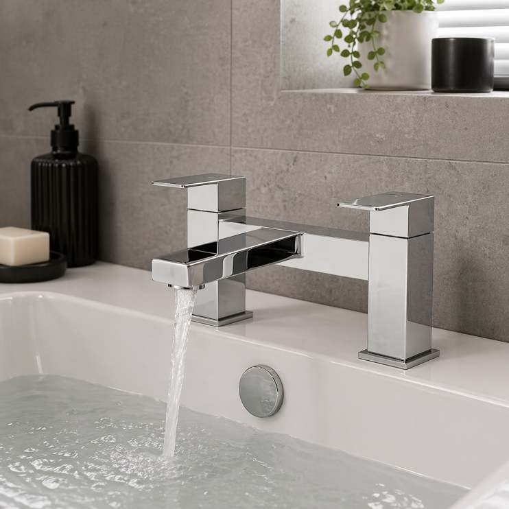 Vema Lys Deck Mounted Bath Filler - Chrome Bathroom Taps
